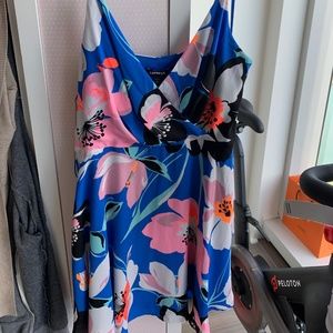 Floral Flirty Blue/Pink Spaghetti Strap Minidress